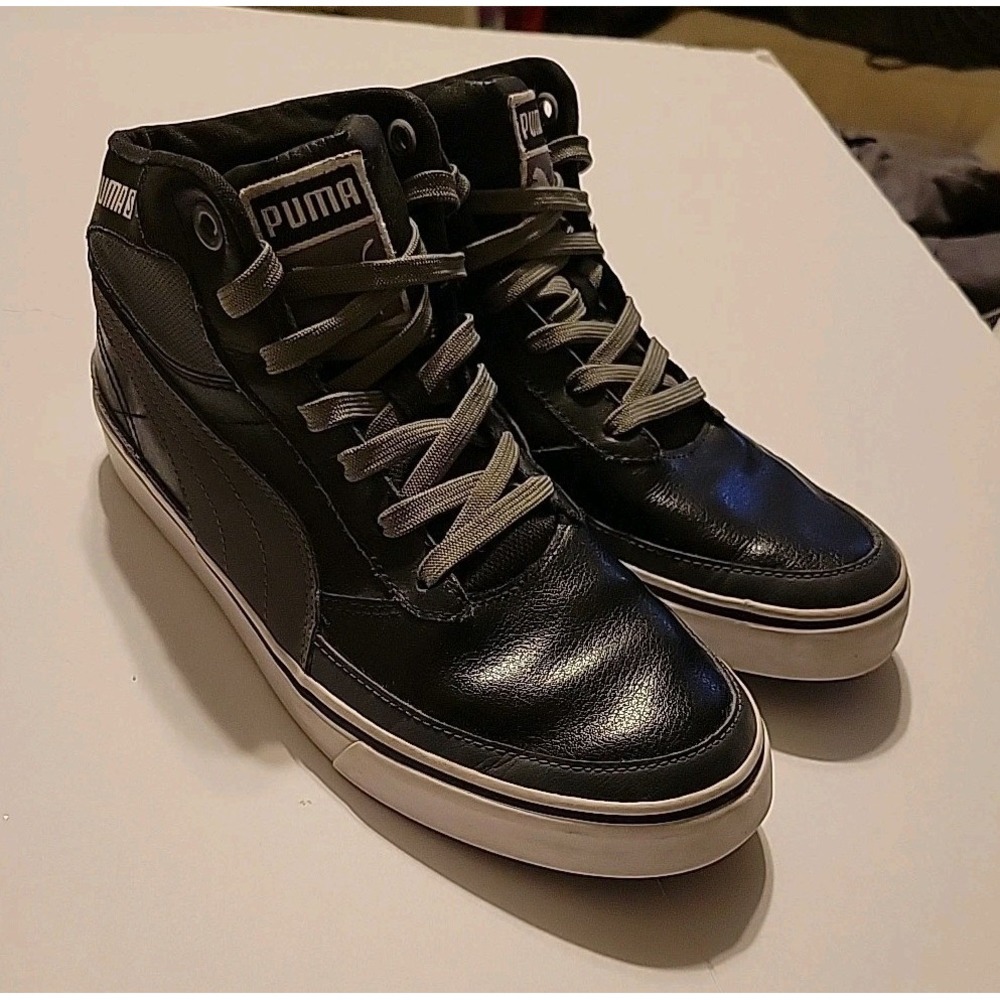 Puma Youth US 5 High Top Basketball Shoes Black White Gray